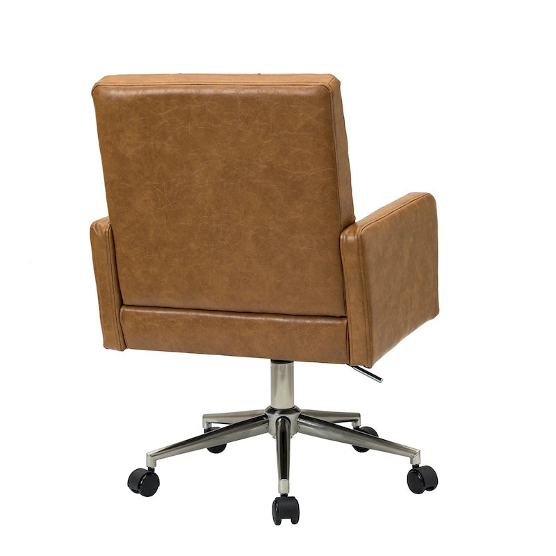 Modern Vegan Leather Height-adjustable Office Chair with 5 Wheels
