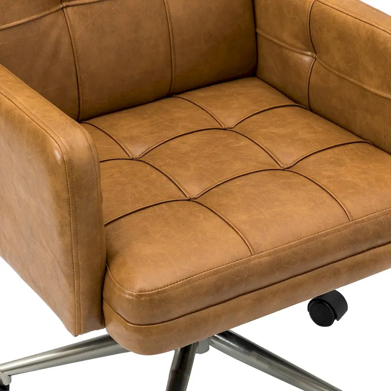 Modern Vegan Leather Height-adjustable Office Chair with 5 Wheels