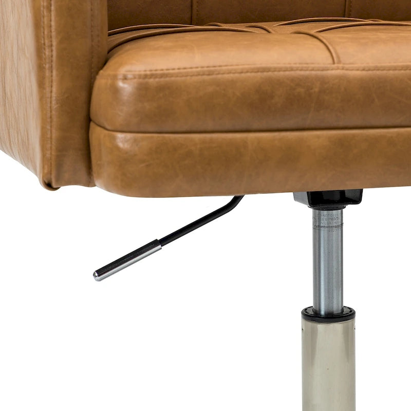 Modern Vegan Leather Height-adjustable Office Chair with 5 Wheels