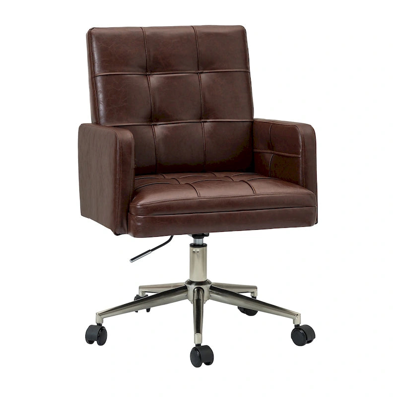 Modern Vegan Leather Height-adjustable Office Chair with 5 Wheels