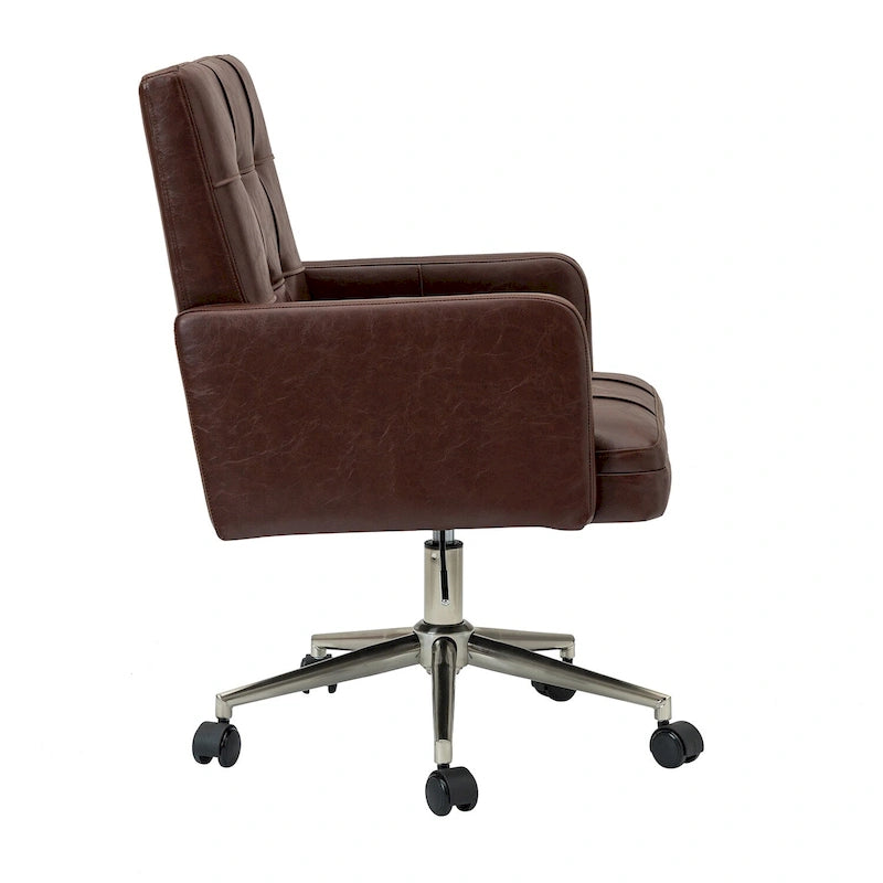 Modern Vegan Leather Height-adjustable Office Chair with 5 Wheels