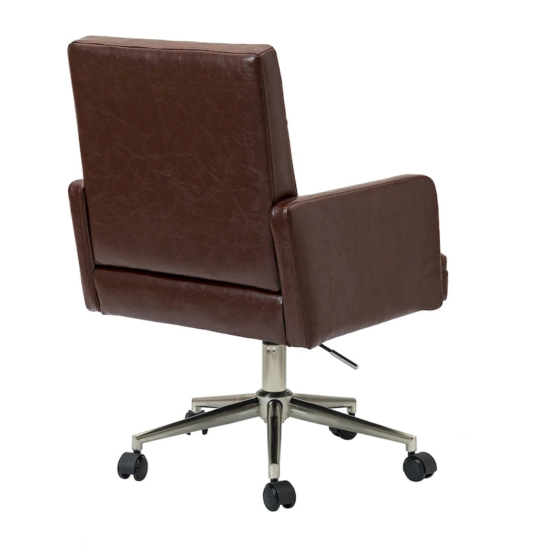 Modern Vegan Leather Height-adjustable Office Chair with 5 Wheels