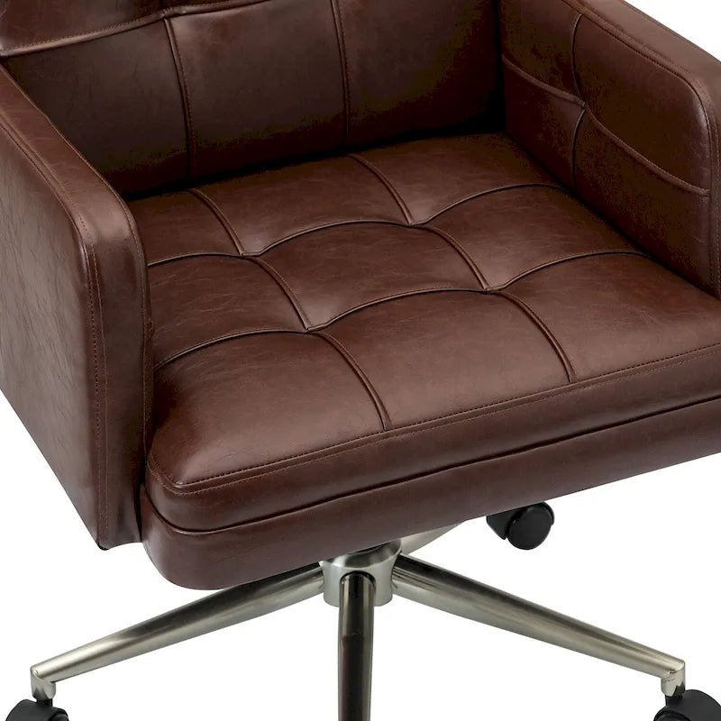 Modern Vegan Leather Height-adjustable Office Chair with 5 Wheels