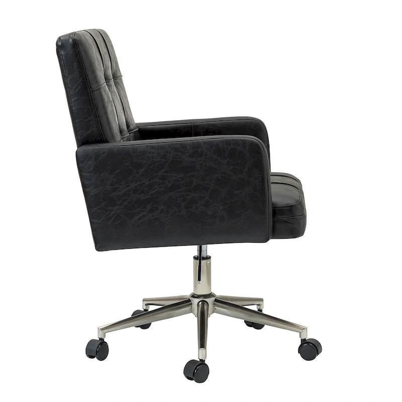 Modern Vegan Leather Height-adjustable Office Chair with 5 Wheels