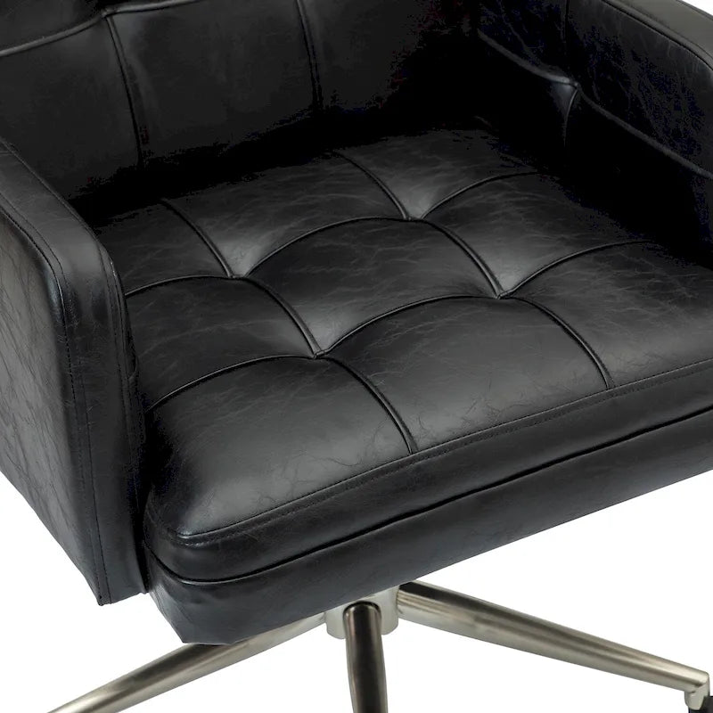 Modern Vegan Leather Height-adjustable Office Chair with 5 Wheels
