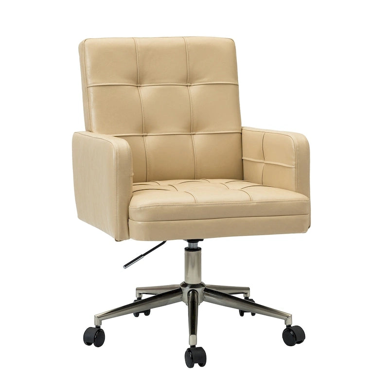 Modern Vegan Leather Height-adjustable Office Chair with 5 Wheels