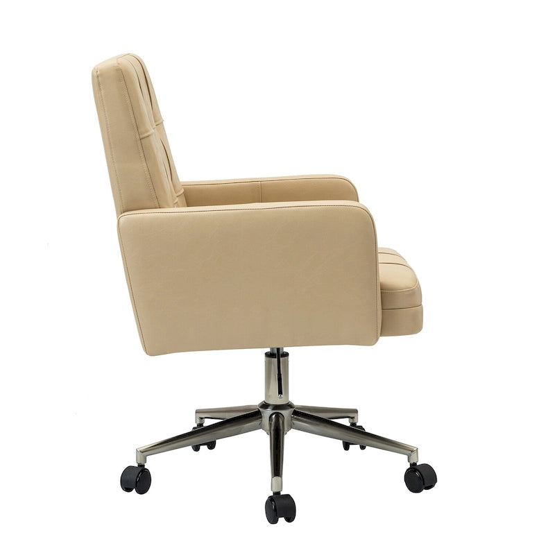 Modern Vegan Leather Height-adjustable Office Chair with 5 Wheels