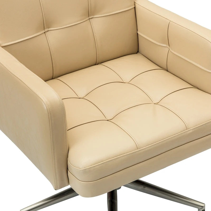 Modern Vegan Leather Height-adjustable Office Chair with 5 Wheels