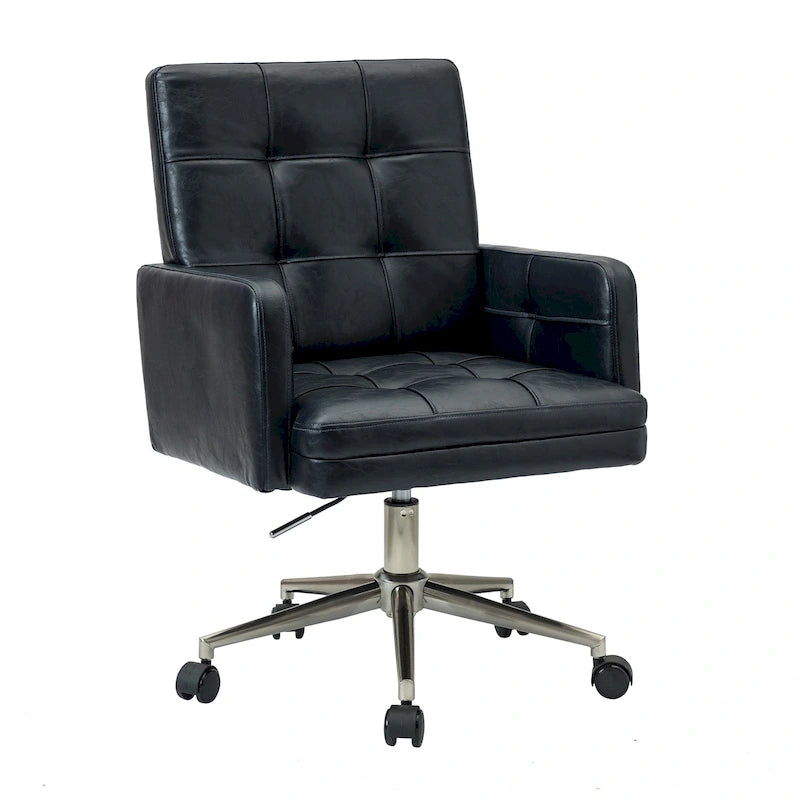 Modern Vegan Leather Height-adjustable Office Chair with 5 Wheels