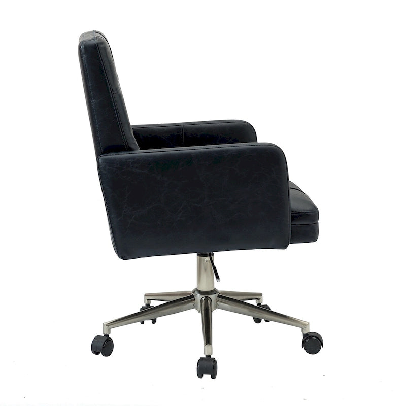 Modern Vegan Leather Height-adjustable Office Chair with 5 Wheels