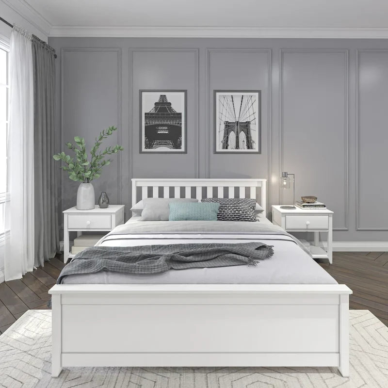 Classic Real Wood Queen Platform Bed