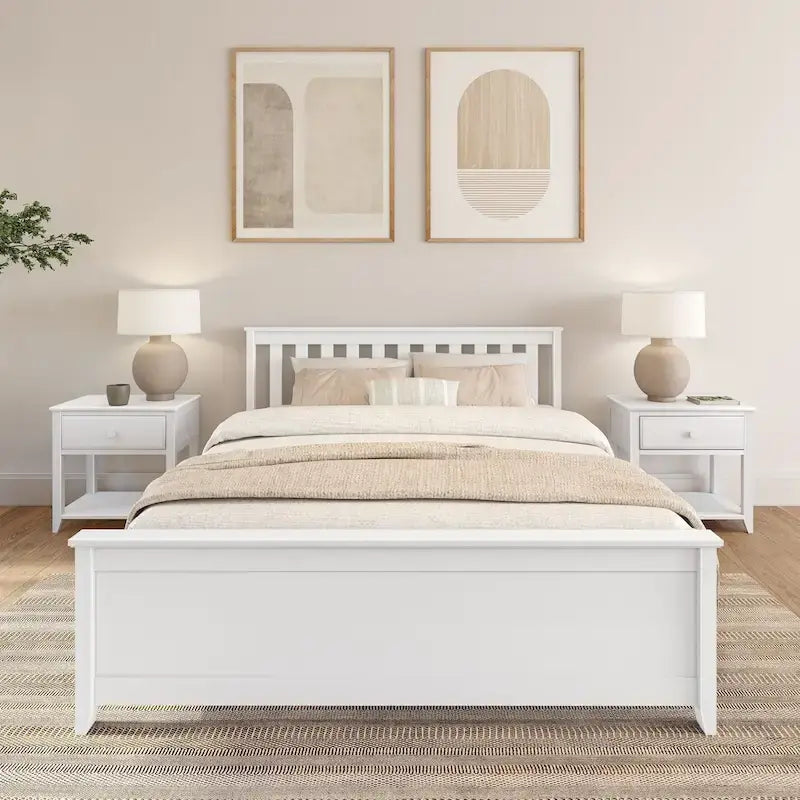 Classic Real Wood Queen Platform Bed