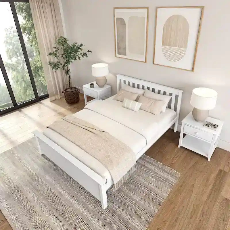 Classic Real Wood Queen Platform Bed