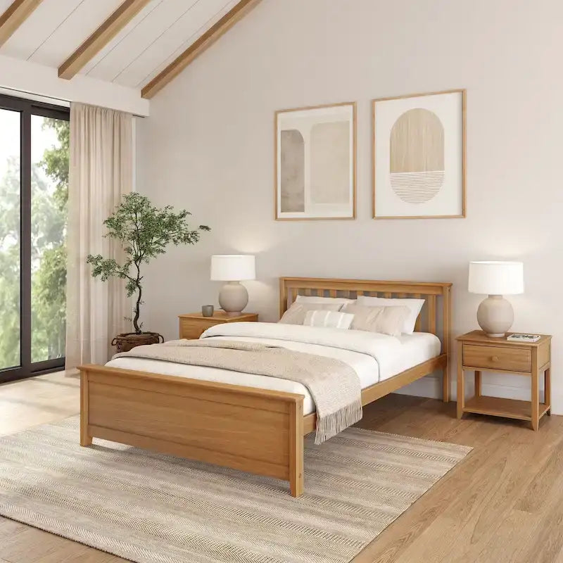 Classic Real Wood Queen Platform Bed