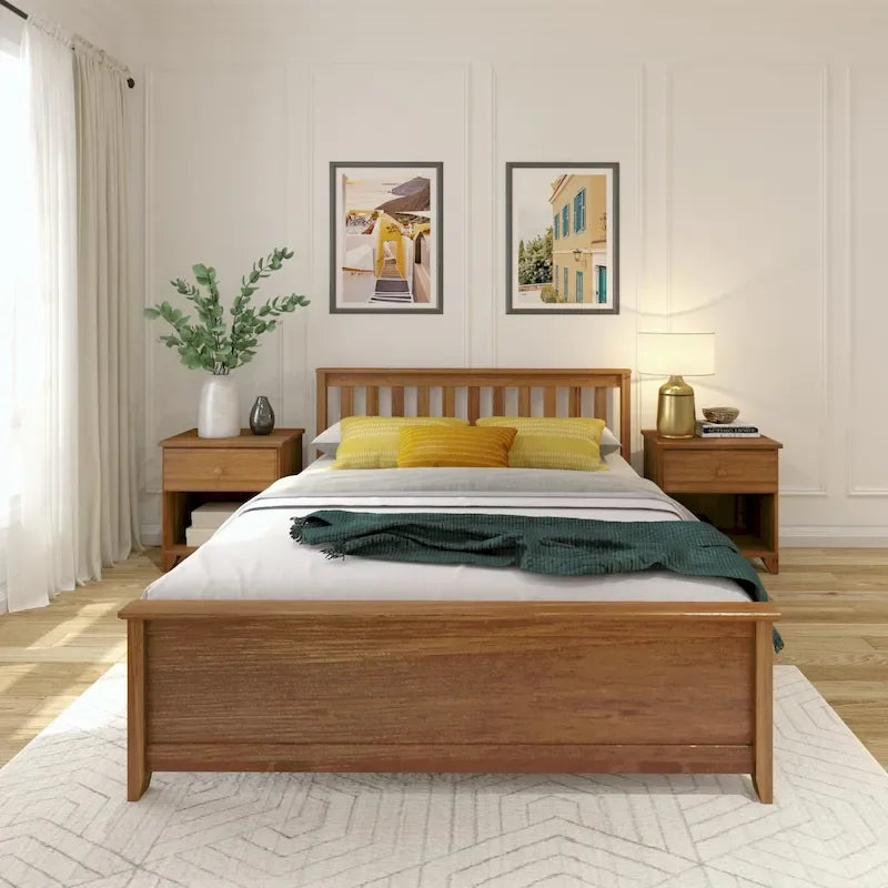 Classic Real Wood Queen Platform Bed