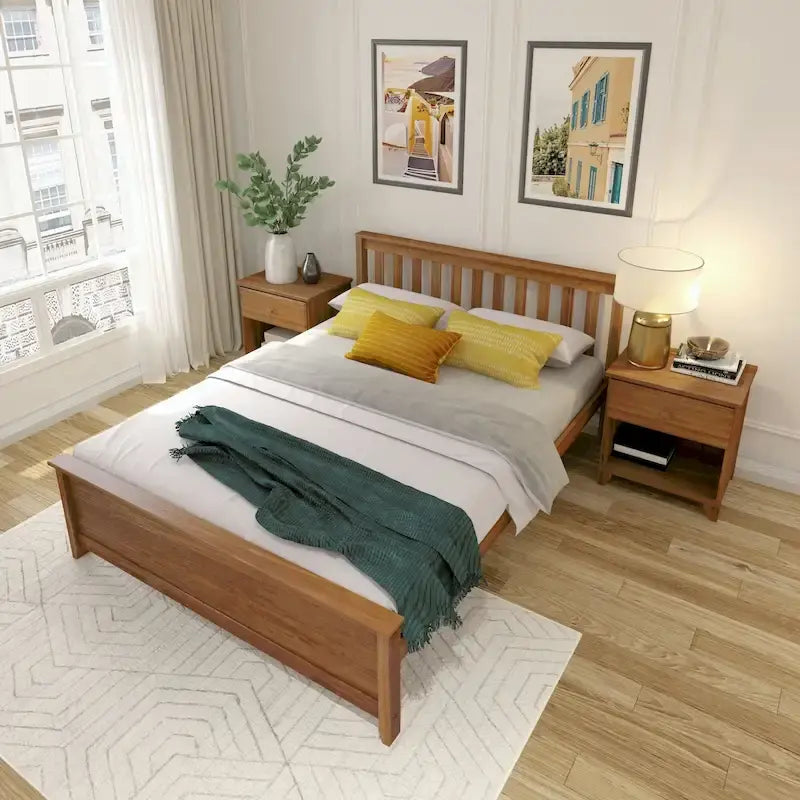 Classic Real Wood Queen Platform Bed