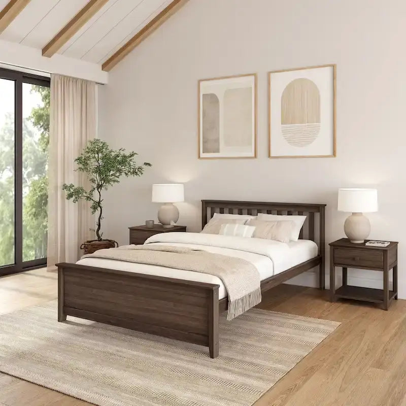 Classic Real Wood Queen Platform Bed