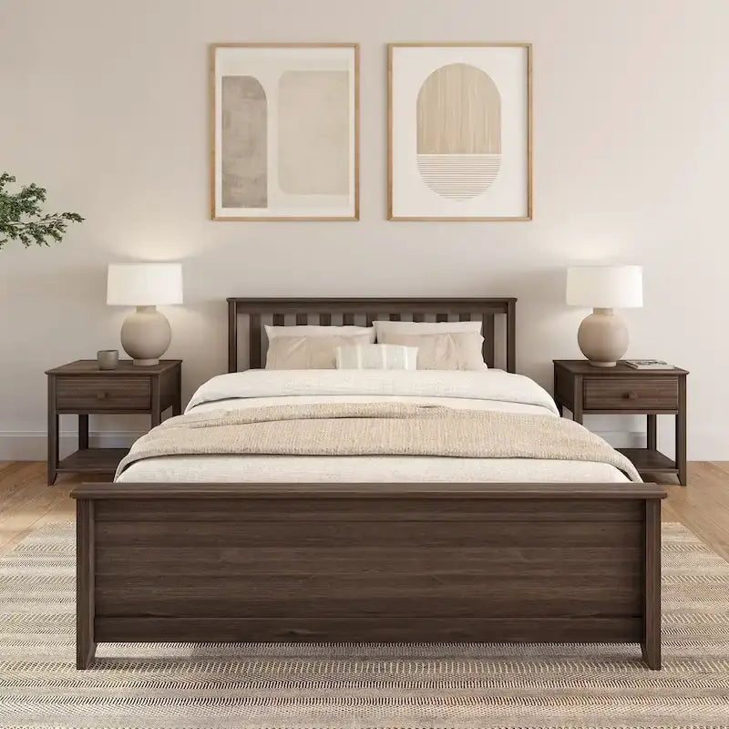 Classic Real Wood Queen Platform Bed