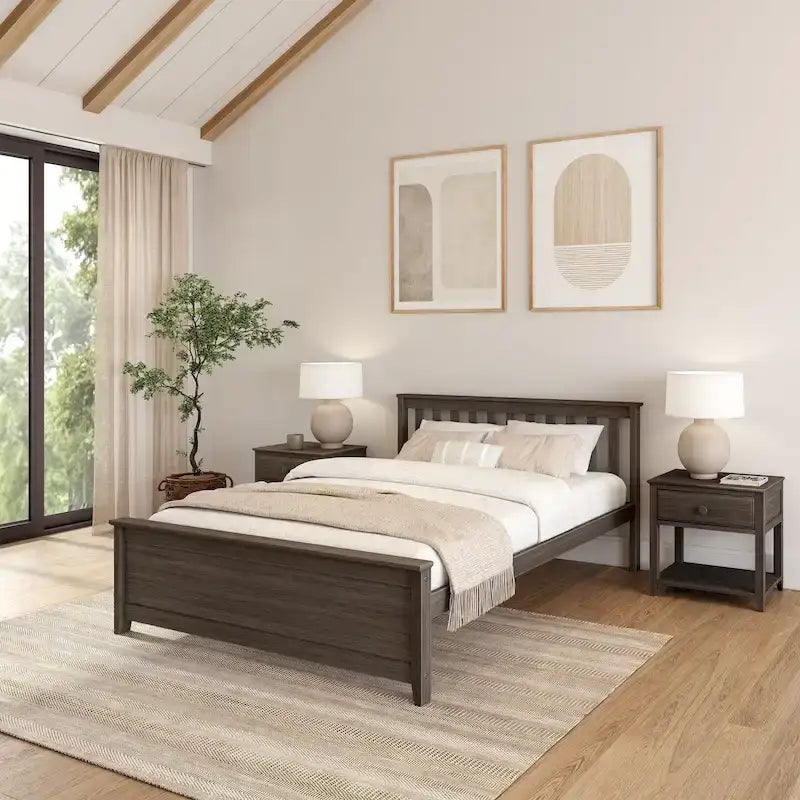 Classic Real Wood Queen Platform Bed