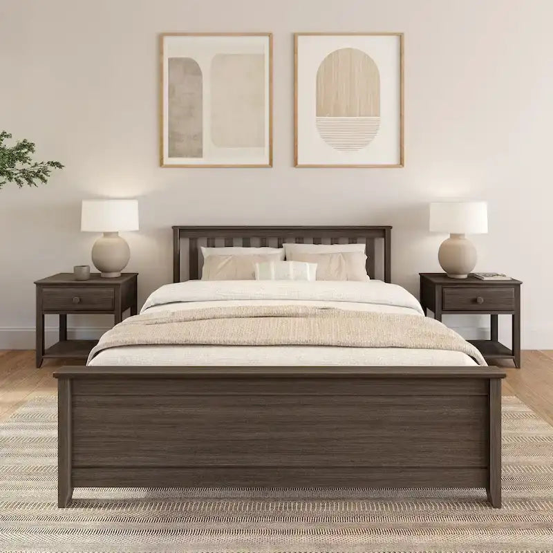 Classic Real Wood Queen Platform Bed