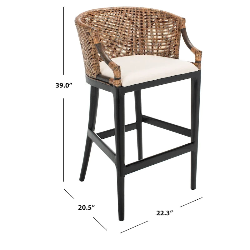 Rattan 30-inch Bar Stool - 22.3W x 20.5L x 39H
