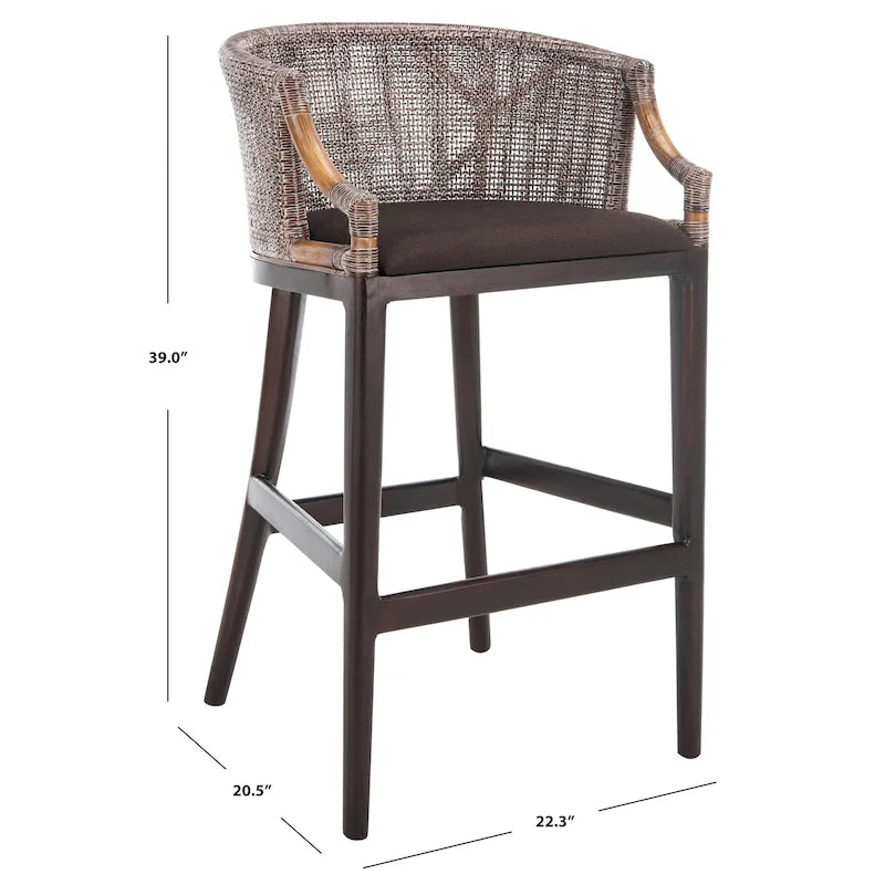 Rattan 30-inch Bar Stool - 22.3W x 20.5L x 39H