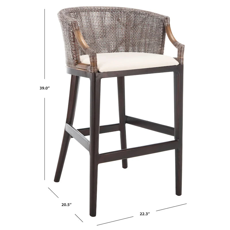 Rattan 30-inch Bar Stool - 22.3W x 20.5L x 39H