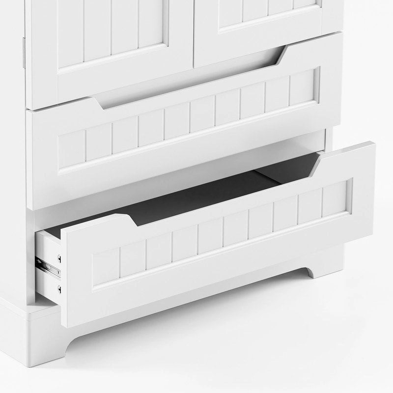 Kitchen Storage Pantry Cabinet, Freestanding Bathroom Storage Cabinet with 2 Doors and Drawers
