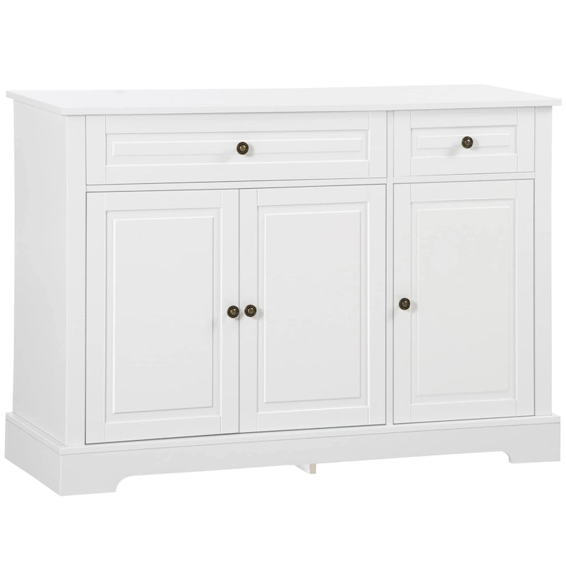 Modern Sideboard Buffet Cabinet with Storage Cupboards, 2 Drawers and Adjustable Shelves, Black