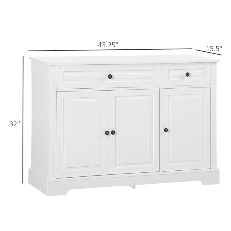 Modern Sideboard Buffet Cabinet with Storage Cupboards, 2 Drawers and Adjustable Shelves, Black