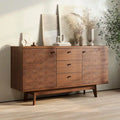 Scandi Sideboard Buffet TV Stand with Drawers and Wooden Legs for TVs up to 65 Inches