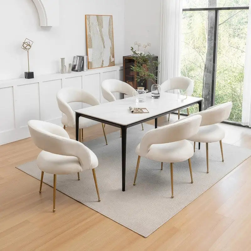 Mid Century Modern Velvet Upholstered Open-Back Dining Chair (Set of 6)