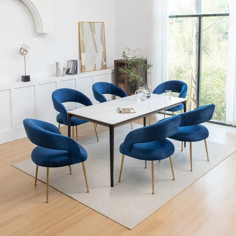 Mid Century Modern Velvet Upholstered Open-Back Dining Chair (Set of 6)