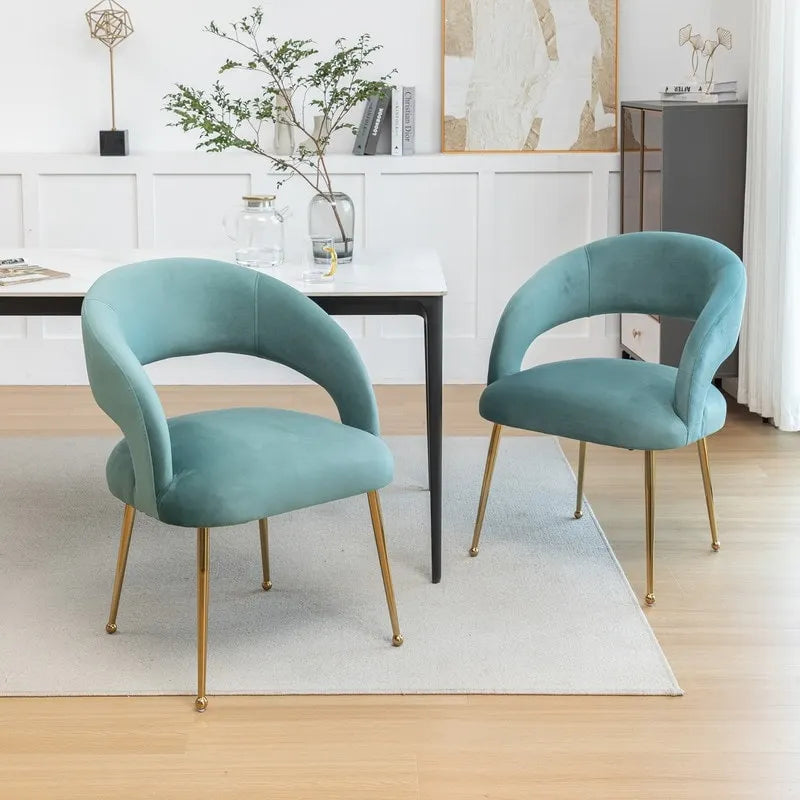 Mid Century Modern Velvet Upholstered Open-Back Dining Chair (Set of 6)