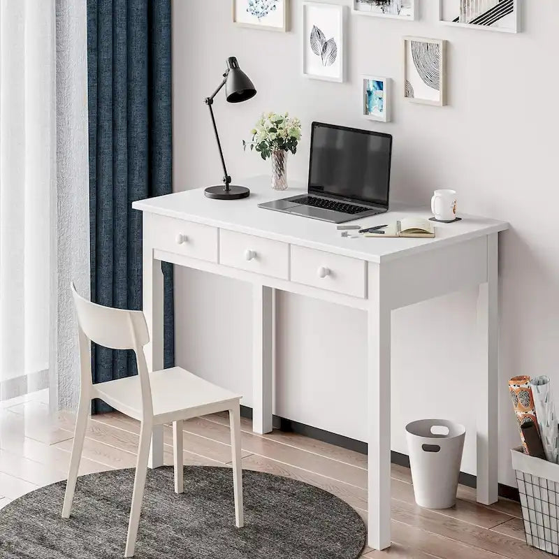 Writing Desk with USB Port Home Office Desk with 7 Drawers