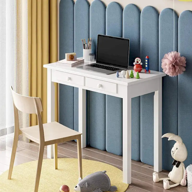 Writing Desk with USB Port Home Office Desk with 7 Drawers