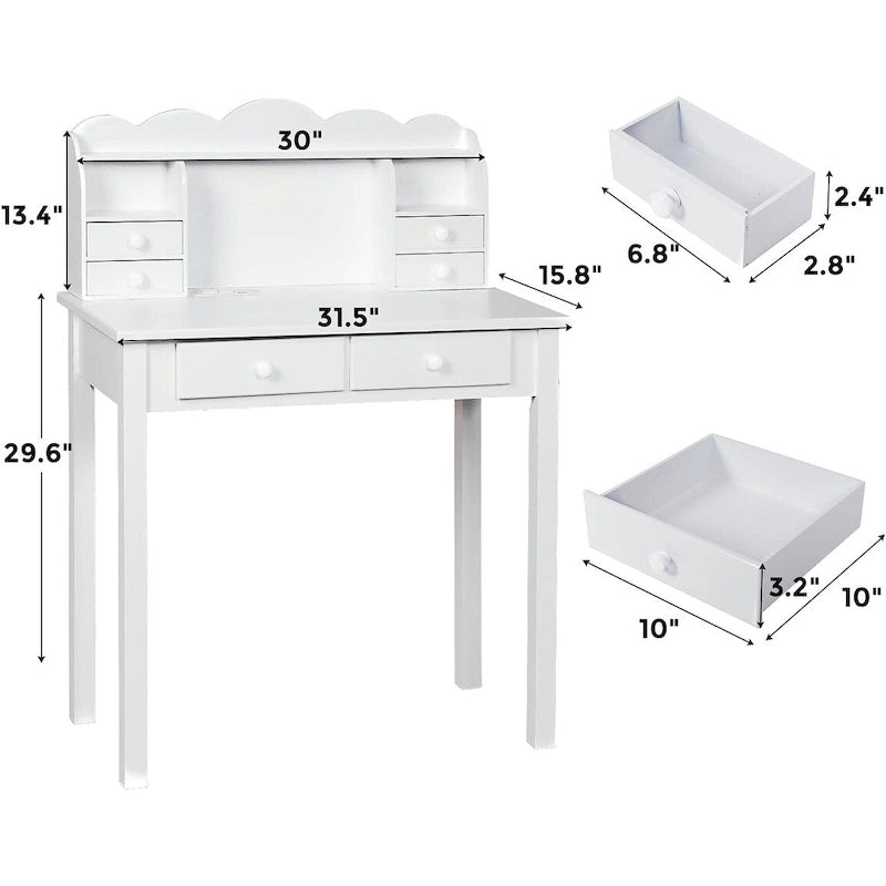 Writing Desk with USB Port Home Office Desk with 7 Drawers