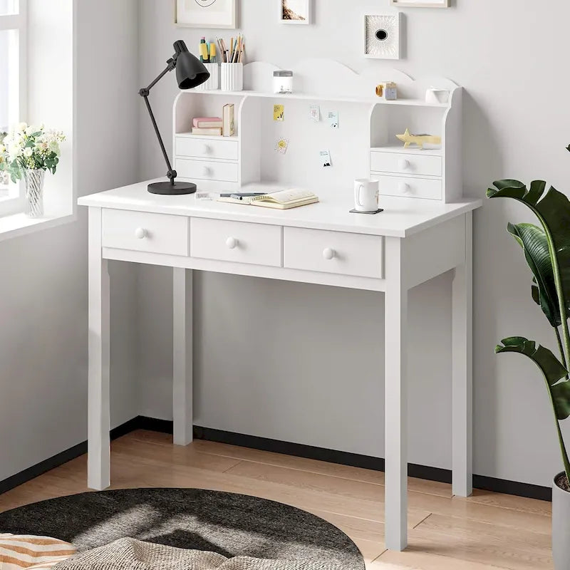 Writing Desk with USB Port Home Office Desk with 7 Drawers