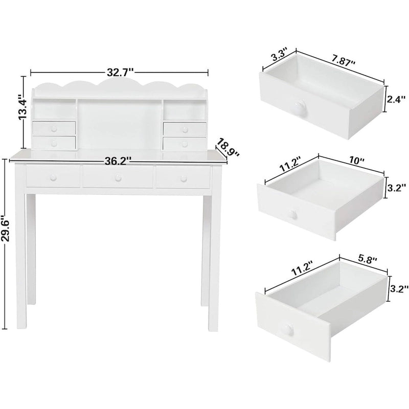 Writing Desk with USB Port Home Office Desk with 7 Drawers