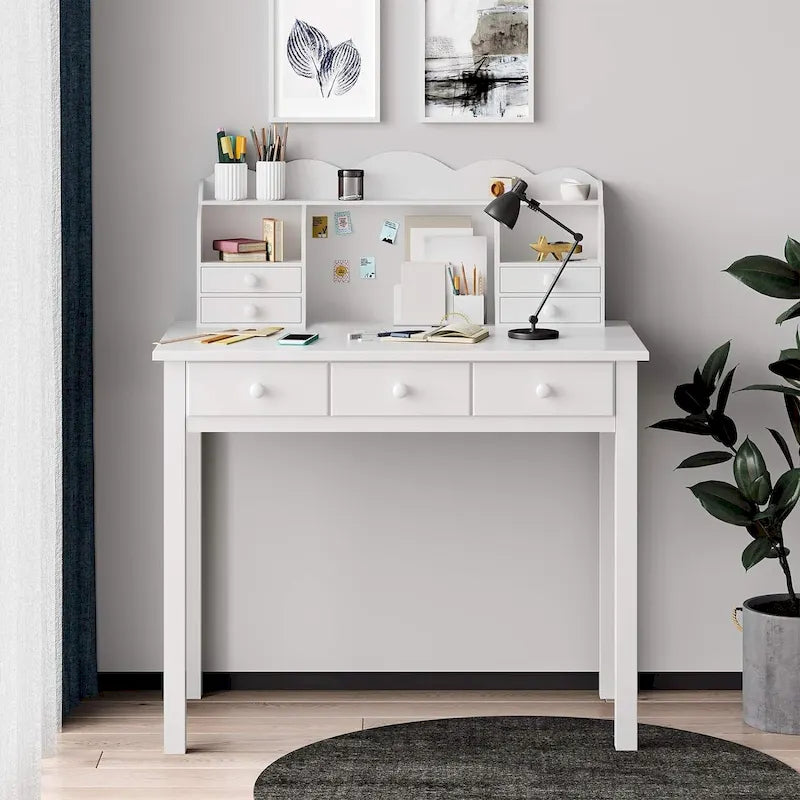Writing Desk with USB Port Home Office Desk with 7 Drawers