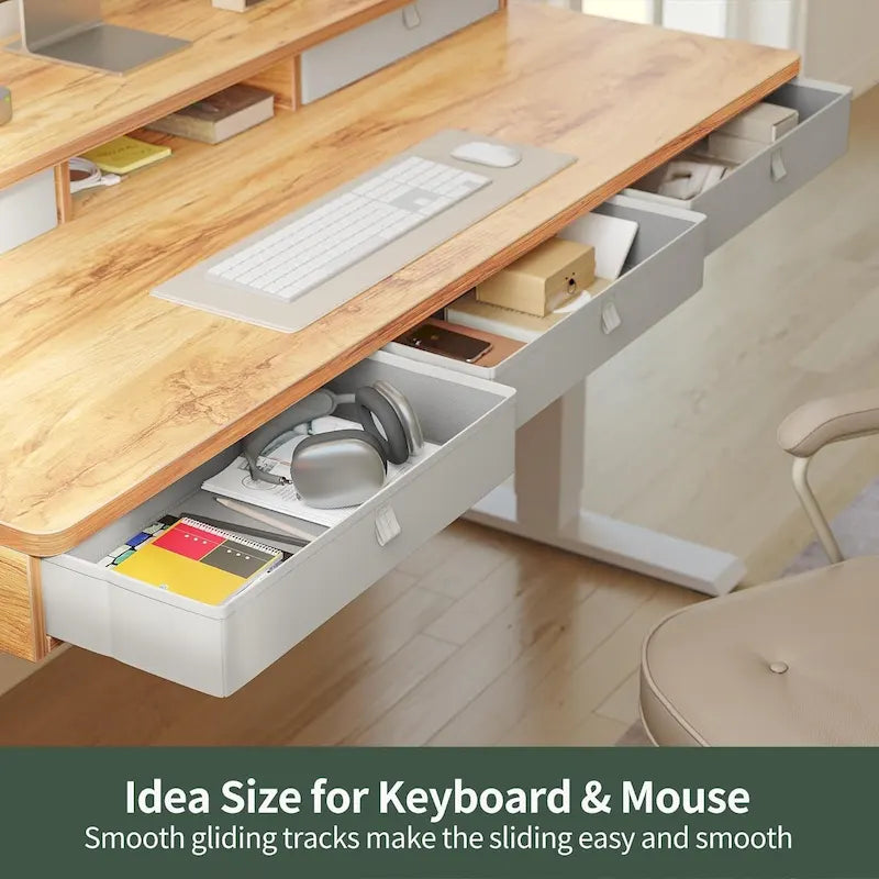 Height Adjustable Electric Standing Desk with 5 Drawers, Storage Shelf, Sit Stand Desk
