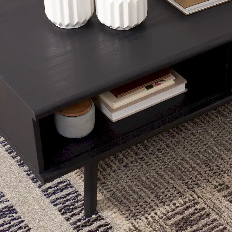 Mid-Century 1-Shelf Walnut Coffee Table - 46W x 23D x 16H
