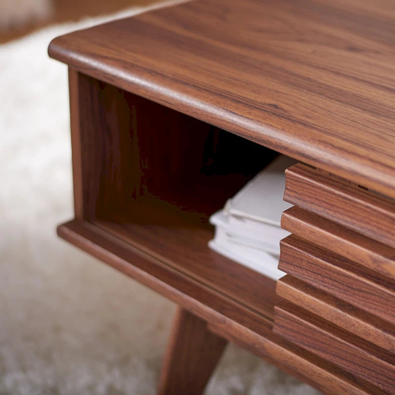 Mid-Century 1-Shelf Walnut Coffee Table - 46W x 23D x 16H