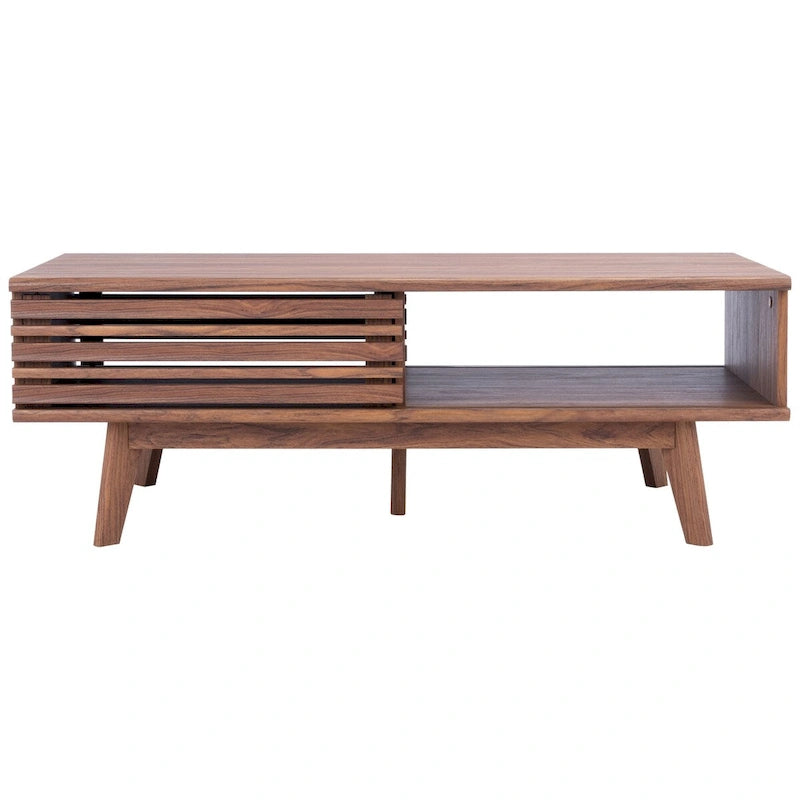 Mid-Century 1-Shelf Walnut Coffee Table - 46W x 23D x 16H