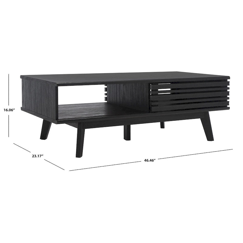 Mid-Century 1-Shelf Walnut Coffee Table - 46W x 23D x 16H