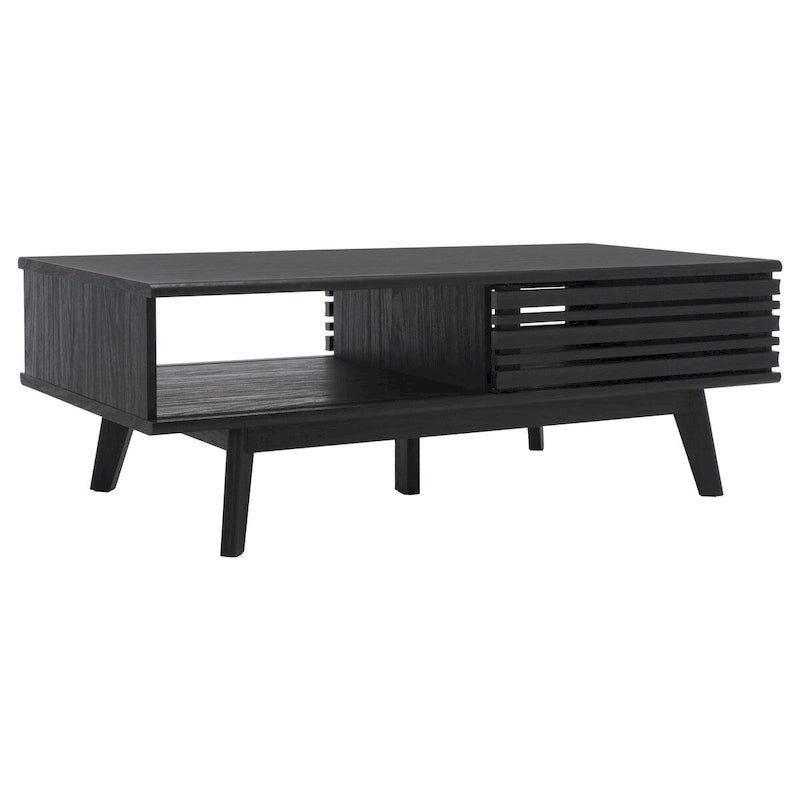 Mid-Century 1-Shelf Walnut Coffee Table - 46W x 23D x 16H
