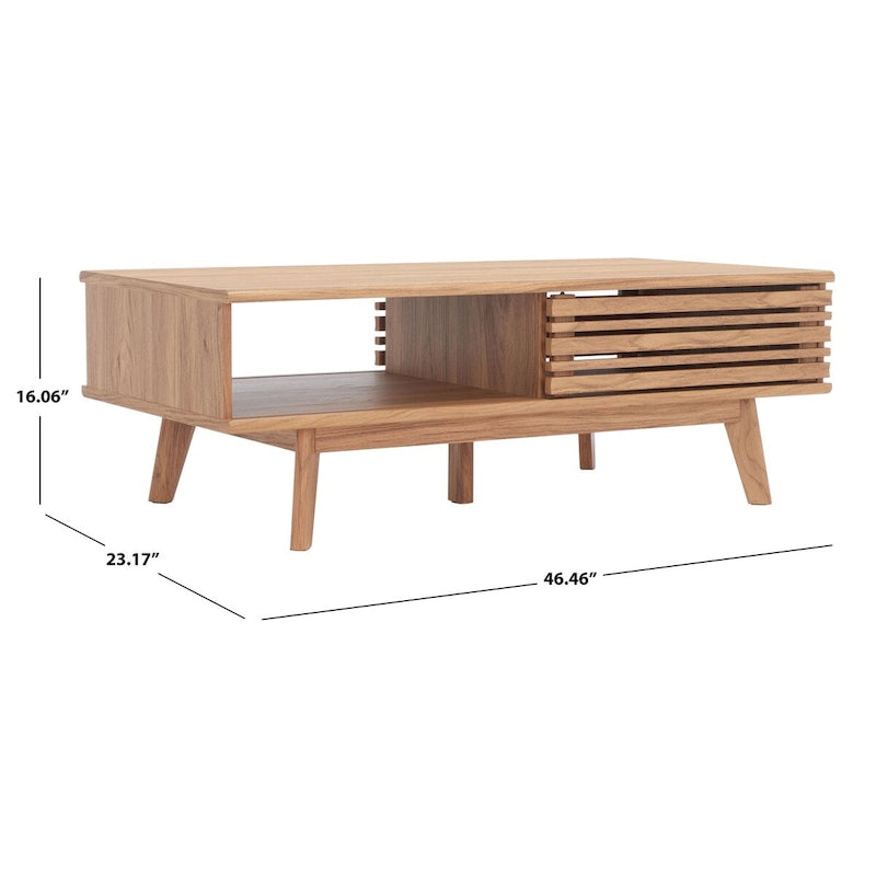 Mid-Century 1-Shelf Walnut Coffee Table - 46W x 23D x 16H