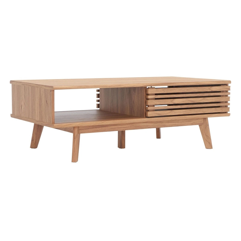 Mid-Century 1-Shelf Walnut Coffee Table - 46W x 23D x 16H