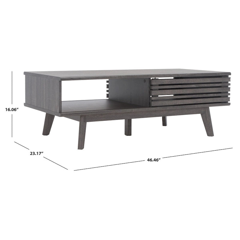Mid-Century 1-Shelf Walnut Coffee Table - 46W x 23D x 16H