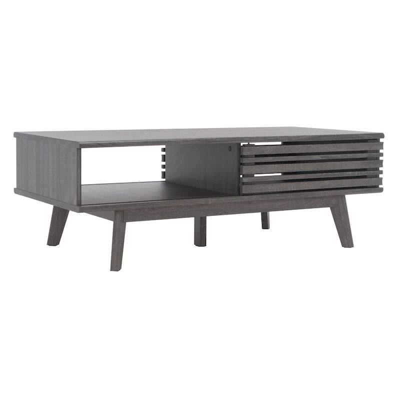 Mid-Century 1-Shelf Walnut Coffee Table - 46W x 23D x 16H